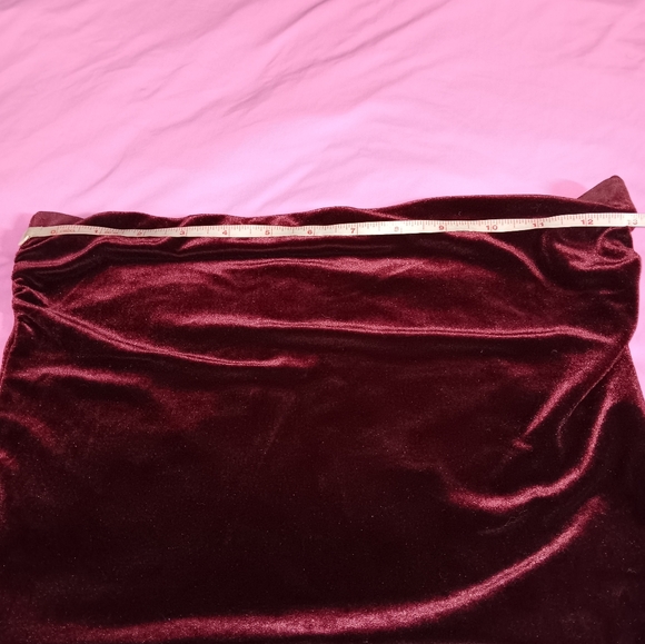 Velvet Deep Wine Red Crop Tube Top (M) - Picture 4 of 6